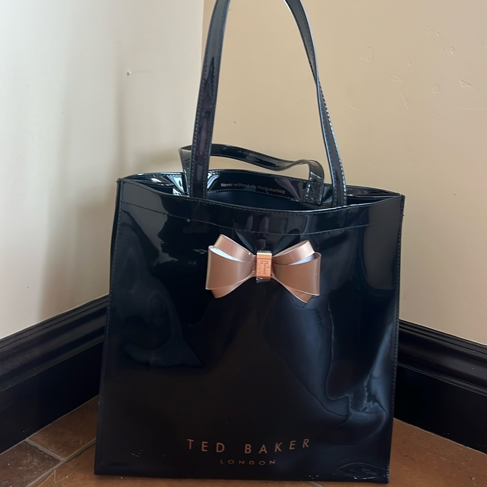 Ted Baker London Black Large Vinyl Tote with bow